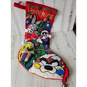 Vintage Tasmanian devil bugs Bunny Sylvester Xmas stocking huge decor rare 3D Tw